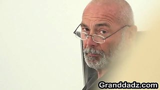 Cutie blonde teen Masha Ray fucking old guy Nico