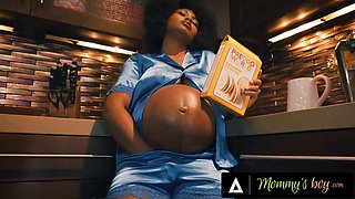 MOMMYS BOY - Hot Pregnant Girl Gets Fucked Hard During Midnight Snack With A Sticky Cumshot