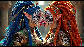 Beautiful Elves Princess Kissing, Ai Animation