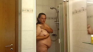 Mature Woman with Small Breasts & a Thick Ass in the Shower