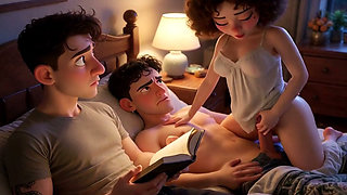 My Cuckold Loves Reading at Night and Neglects to Give Me Any. so My Boyfriend Comes Over to Sleep with Me (ai Generated)