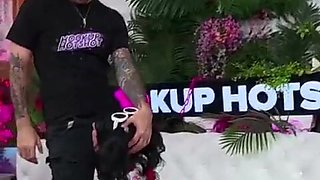 Rosalyn Sphinx' Pierced Tongue Works Nade Kinky's Phat Beef whistle Deep!