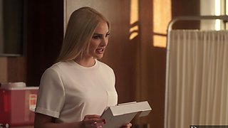 Two hot nurses, Manuel Ferrara and Kenzie Anne, in a steamy nylon story.