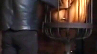 Wax play humiliating in cage