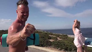 Hot Blonde MILF Babe Sucks Dick on Beach - Real Amateur German Sex