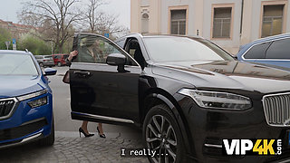 VIP4K. She Scratched his car and now has to Polish it with her Tongue up his Ass
