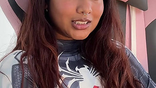 Small desi girl Mia Z masturbates and reacts to hentai