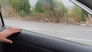 Outdoors Pedal Pumping Woman Car Problems Desperate Girl