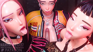 Rumi Mira Zoey Huntrix Triple Titjob 3D