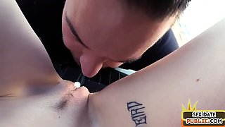 Public tattooed amateur fucked outdoor in car by sex date