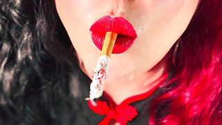 Miss Tina Snua Would Love To Smoke With You - Smoking A Cork cigarette With Match Light Up
