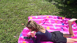 April Love - Wild Blows Stranger in Public Park - Then Does First Time Anal