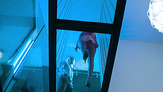 Hot Babes Stair Tease and Bed Passion Fuck