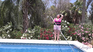 Auntjudys - Busty Redhead MILF Jojo Robinson Goes Skinny Dipping in the Pool