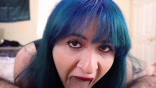 Blue Haired Punk Sucks Cock