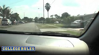 College rules - insane coeds submit a video with public flashing, car fellatios, and steamy wishes