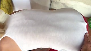 Accidental Sex with the Neighbor - Two Orgasms in the Washing Machine, Cum Inside Me!!!