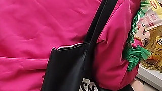 Crazy Rebeca Addams in Jeans Buttcrack at the Supermarket