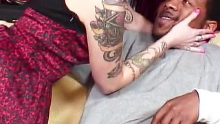 Young brunette with tattoos lets her black neighbor fuck her hard - His black cock is huge