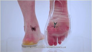 Giantess Girlfriend Squishes Tiny Shrunken Boyfriend Inside Her Sandals