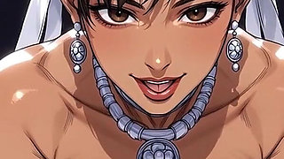 Chun Li Topless with Jewelry Sexy Pose (ai Animation)