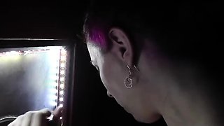 Glory hole blowjob busty amateur blonde fucking in stall