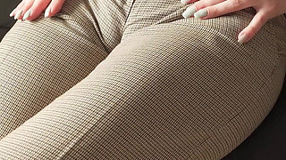 Naughty Colleague Seduces You with Her Fat Cameltoe in Trousers