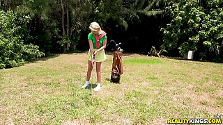 Blonde girl outdoor blowjob video