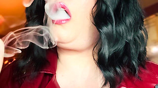 Tina Snua Loves To Smoke In Her Leather Jacket - Smoker Dangles OMI Snap Inhales