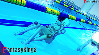Rias & Akeno Thresome While Phonecall and Akeno Fucked in Pool - Dxd Ntr Madness Series