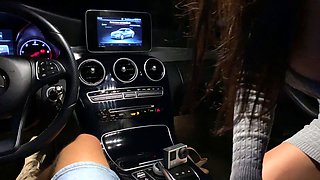 Passion russian couple car blowjob in mercedes benz in