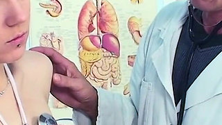 Hot skinny teen gets licked and fucked by perverted doctor