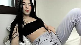 Cute horny teen brunette slut jerking