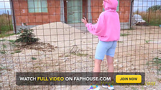 Hipster girl changes wet clothes and pee outdoor