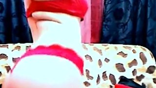 Blonde Strips and Fucks Her Ass with a Dildo on Webcam