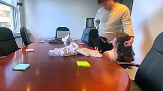 Caught getting a blowjob by the office slut secretary