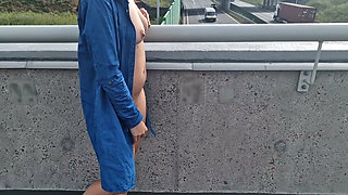 publicly flashing tits and pussy while walking along the street