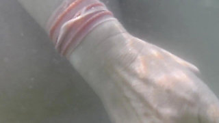 We Got Caught! My Teacher Handjobs My Cock Underwater on Nude Beach