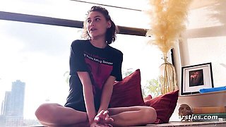 Daphne talks in Belle and Sebastian tee