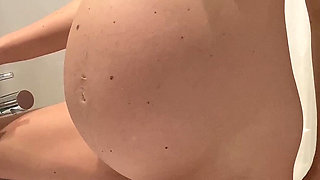 Desperate Pregnant Girl Humping the Bathroom Counter