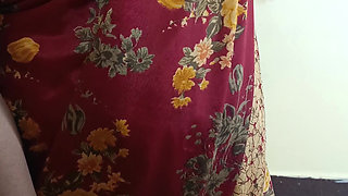 Red color saree cheating Housewife 1