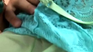 Pink labia close up of naive brunette