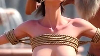 Public Street Bondage - Old Man Touching Helpless Horny Woman