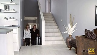 Old4k. provocative lassie is happy to share a bed with aged dude