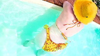 Red's blow and go outside in the pool