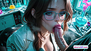 Big tits scientist AI babe gets pounded in a chaotic lab