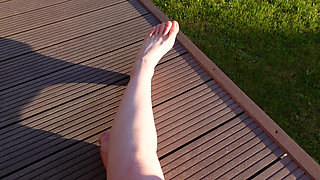 Walking with My Feet on the Grass and Showing Them to You up Close