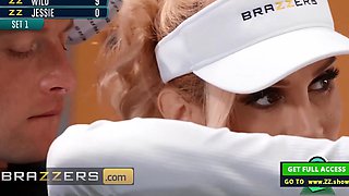 Big titted Sarah fucks her competitor in front of the judge