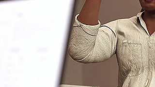 Sexy Married Teacher Having Threesome with Two Lucky Students - the Office