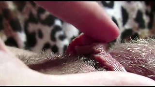 Mrs Cool Pussy shows off her big clit in a closeup